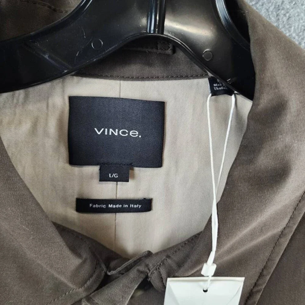 Vince Lightweight Car Coat Men's L Downtown Spread Collar Button Front Closure